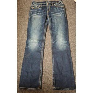 Silver Jeans Suki Mid Rise Slim Boot Womens Dark Wash Flap Pocket Denim Sz 29x33